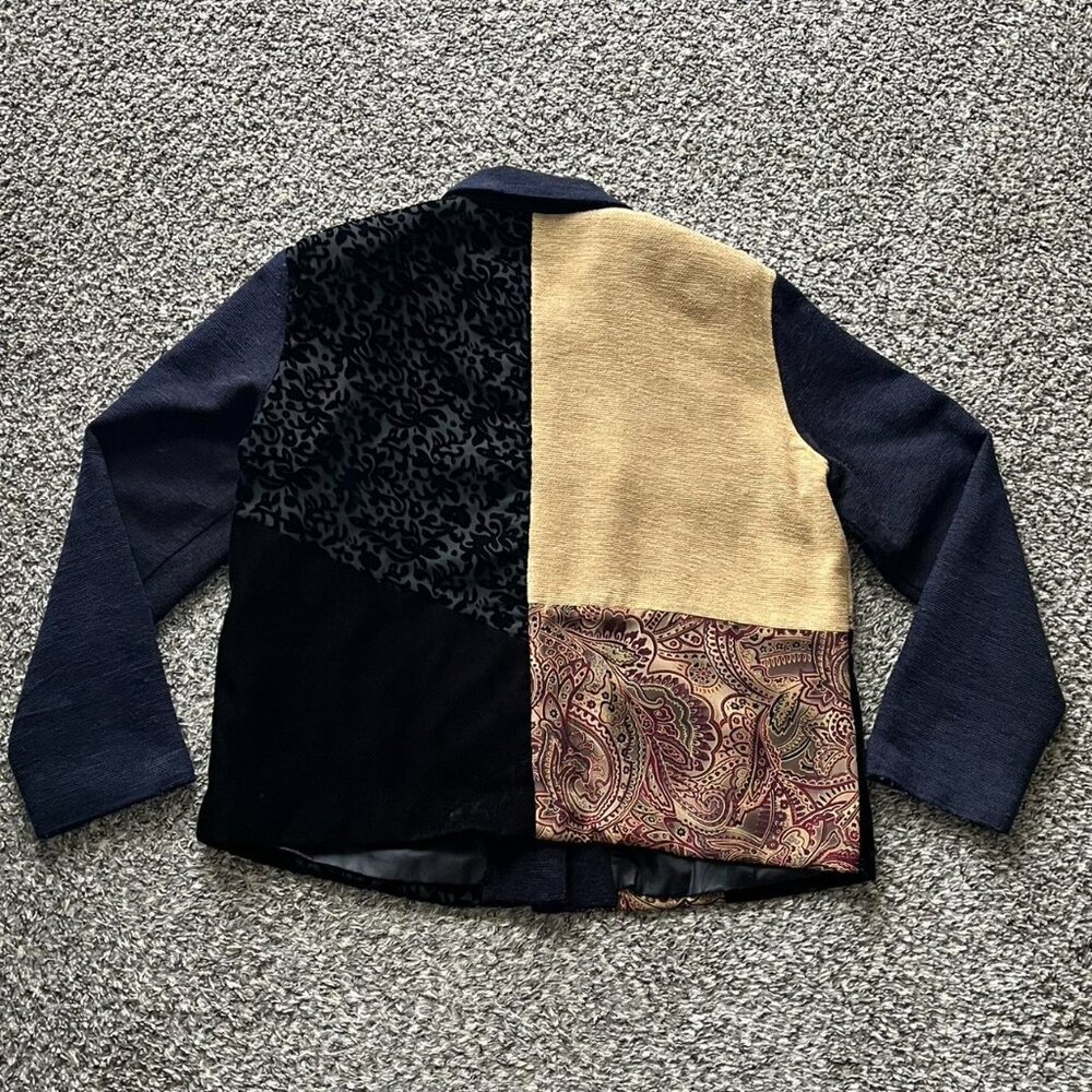 Vintage 90s Napa Valley Shacket Women L Grandma Patchwork Corduroy Velvet Paisle - Picture 4 of 8